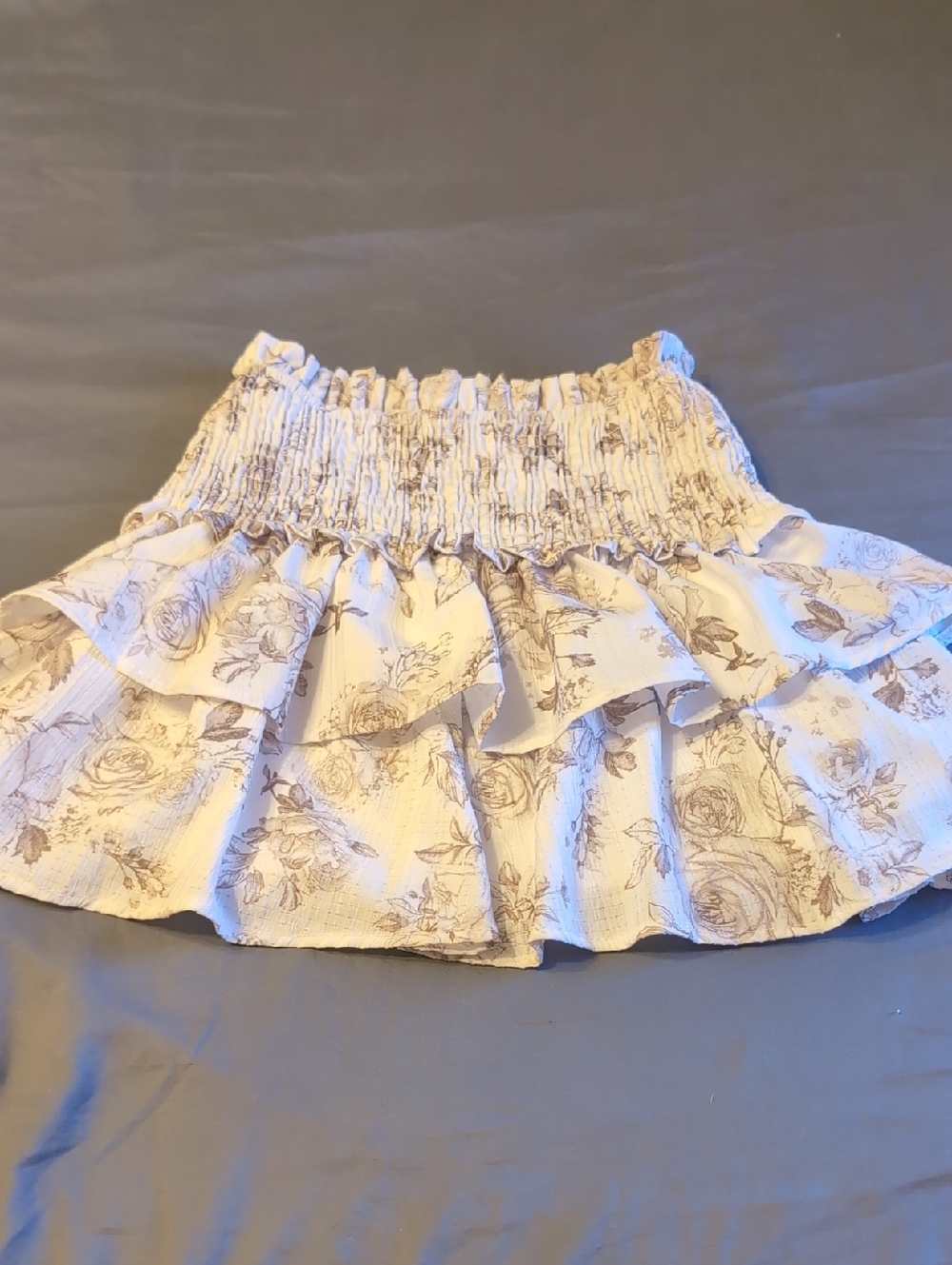 Altar'd State Cream Floral Tiered Smocked Skirt